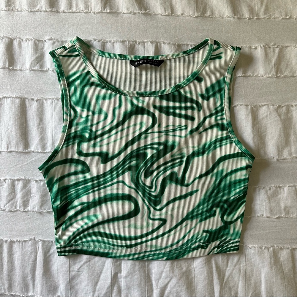 ✧ GREEN TIE-DYE CROP TOP ✧